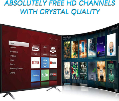 TV Antenna - Amplified HD Indoor Digital TV Antenna Long 330+ Miles Range Antenna Support 4K 1080P Fire Stick and All Television Indoor Smart HDTV Antenna for Local Channels VHF Uhf-17Ft Coax Cable