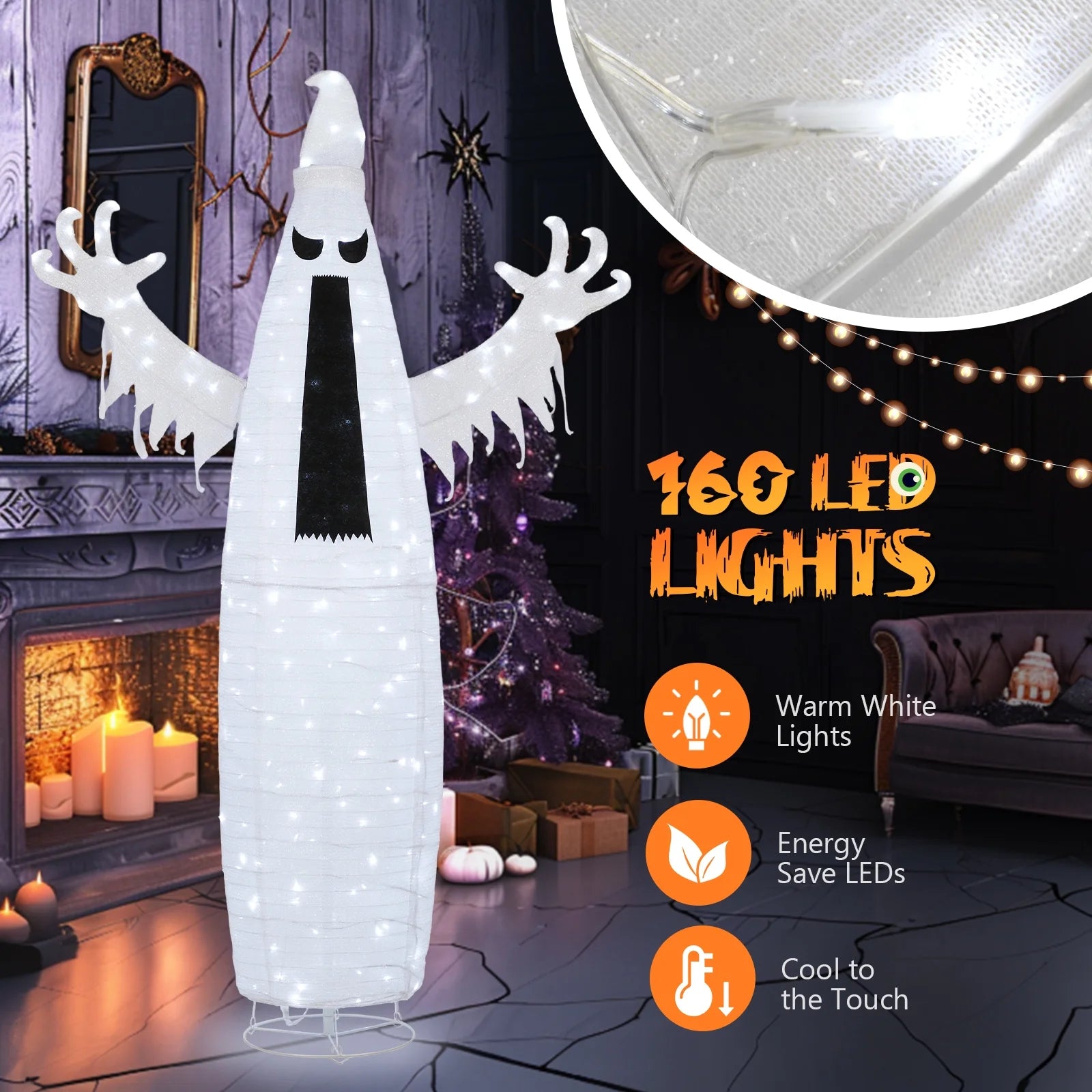 6 FT Halloween Outdoor Decor Halloween Ghost Lighted Halloween Yard Decoration for Party