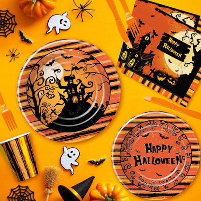 Halloween Decorations Tableware - Halloween Party Supplies Include Halloween Pla