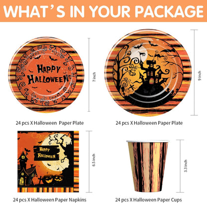 Halloween Decorations Tableware - Halloween Party Supplies Include Halloween Pla