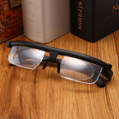 Dial Adjustable Glasses Variable Focus for Reading Distance Vision Eyeglasses US