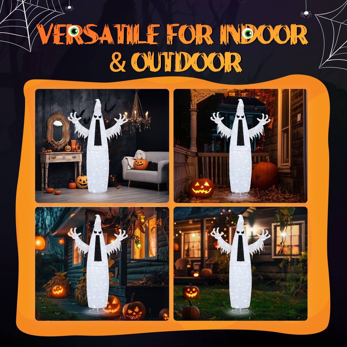 6 FT Halloween Outdoor Decor Halloween Ghost Lighted Halloween Yard Decoration for Party