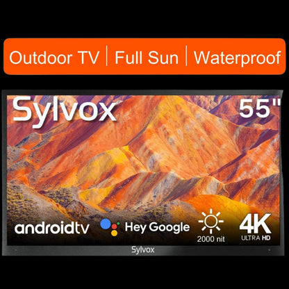 55 Inch Full Sun Outdoor TV Android Smart Outdoor TV 2000 Nits 4K UHD IP55 Weatherproof Outdoor TV with Voice Control & Chromecast (Pool Pro Series)