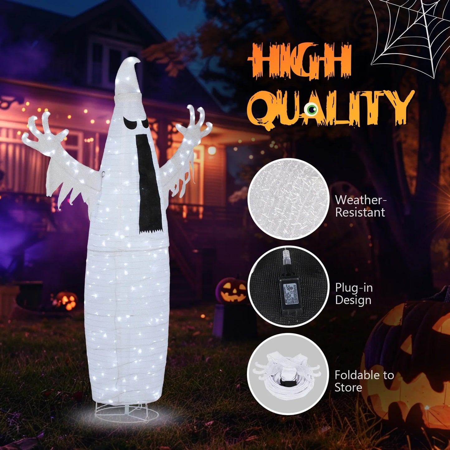 6 FT Halloween Outdoor Decor Halloween Ghost Lighted Halloween Yard Decoration for Party