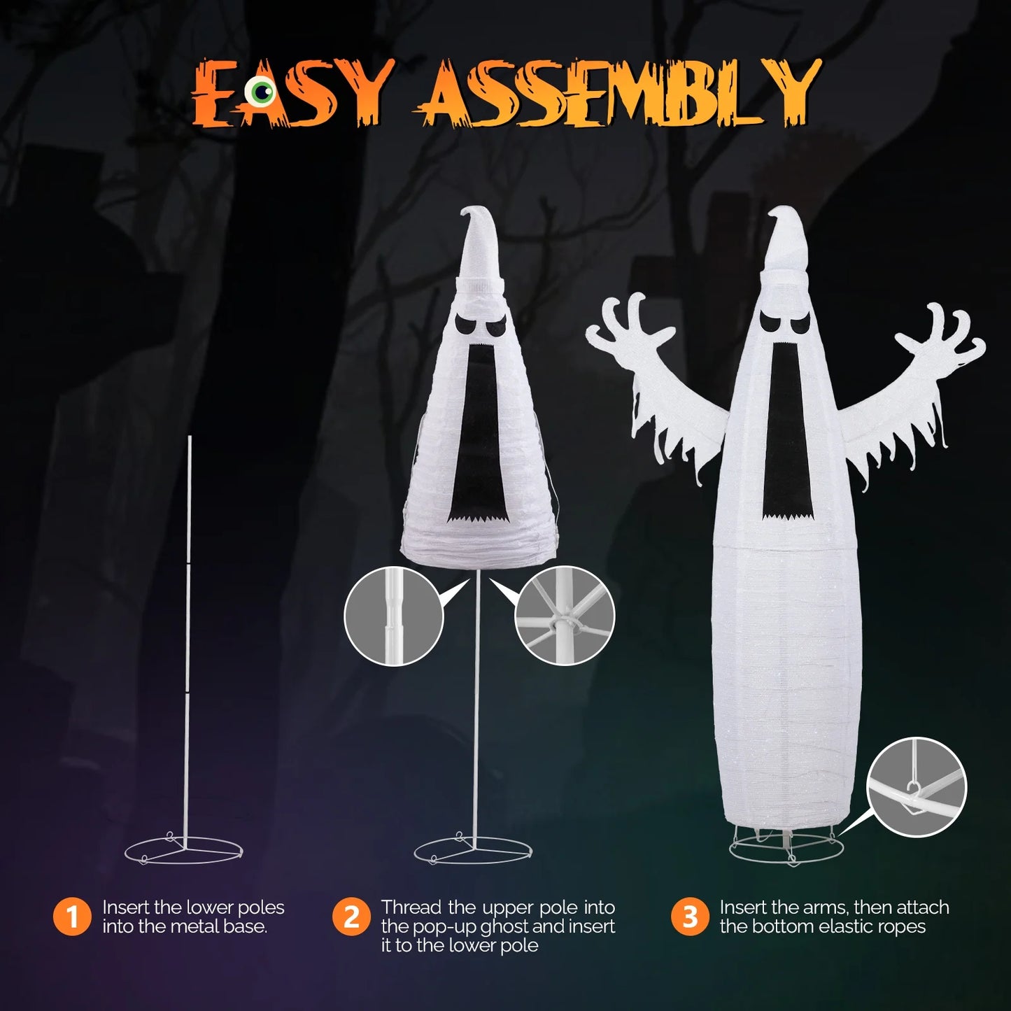 6 FT Halloween Outdoor Decor Halloween Ghost Lighted Halloween Yard Decoration for Party