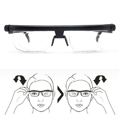 Dial Adjustable Glasses Variable Focus for Reading Distance Vision Eyeglasses US