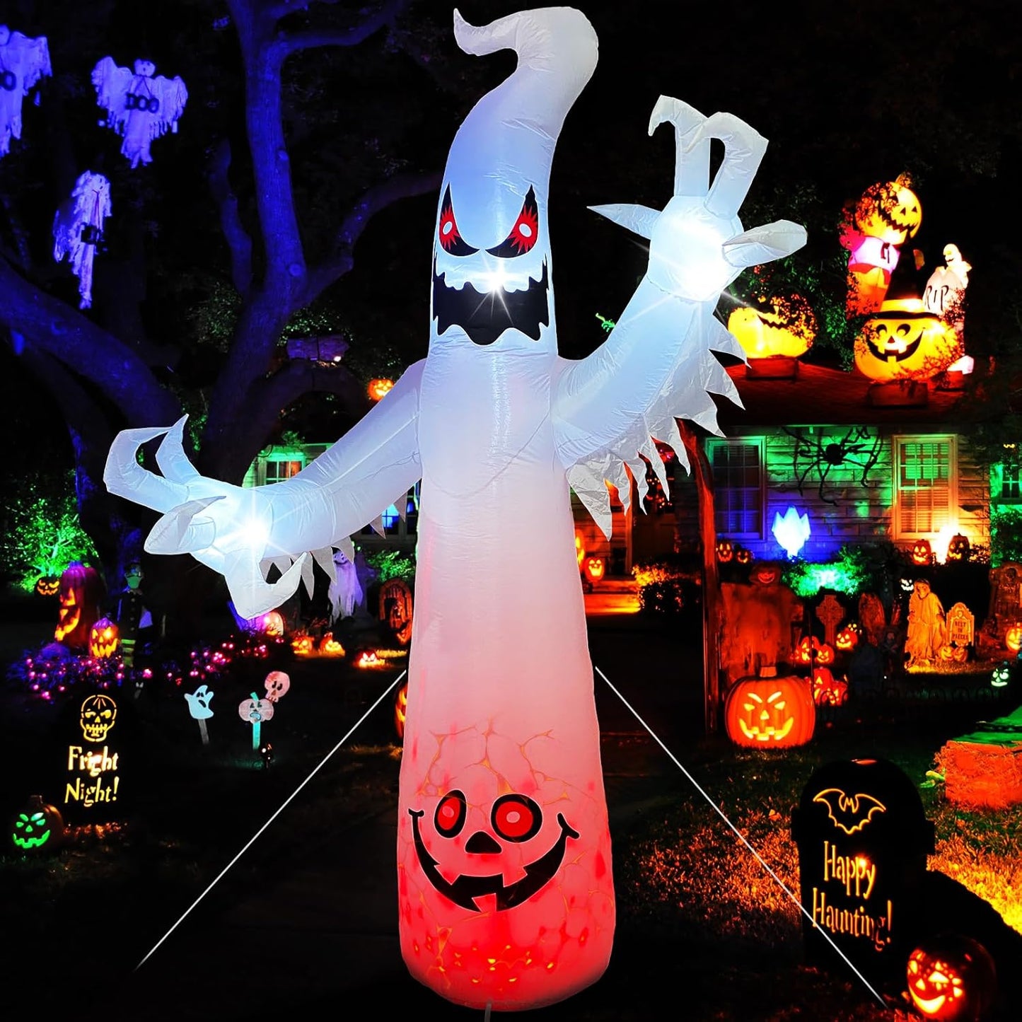 8FT Ghost Halloween Inflatables Outdoor Halloween Decorations, Spooky Halloween